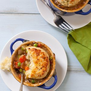 Vegetarian Pot Pies with Feta Scallion Biscuits