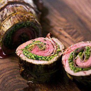 Beef Roulades with Walnut Parsley Pesto