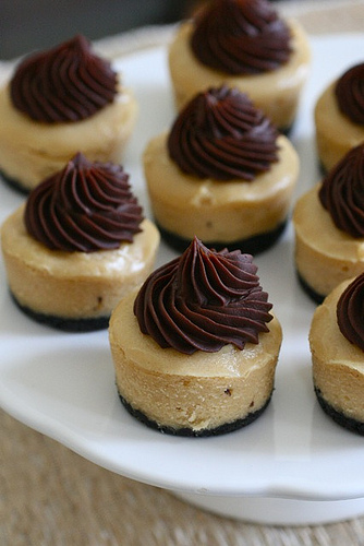Mini Peanut Butter Chocolate Cheesecakes
