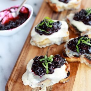 Blueberry Basil Balsamic Mozzarella Crisps