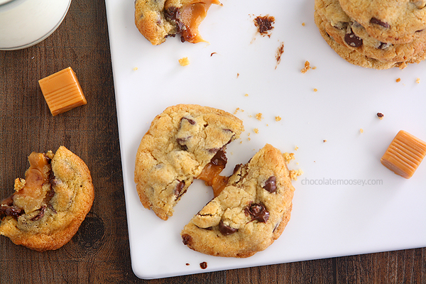 Caramel Stuffed Chocolate Chip Cookies