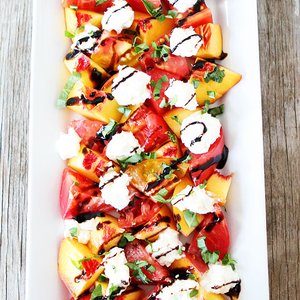 Tomato, Peach and Burrata Salad