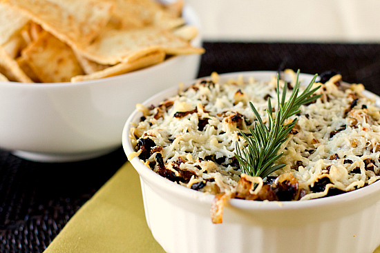 Baked Asiago and Caramelized Onion Hummus Dip