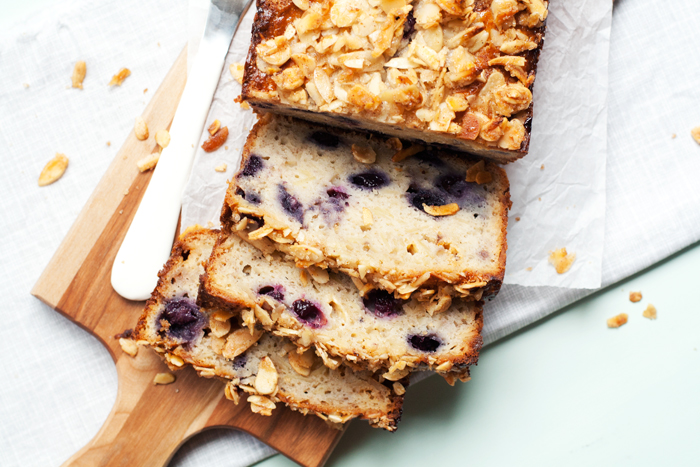 Blueberry Almond White Chocolate Banana Bread