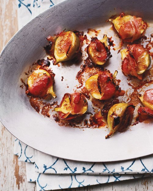 Broiled Green Figs with Pancetta