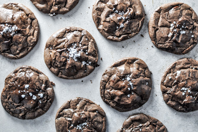 Salted Dark Chocolate Truffle Cookies