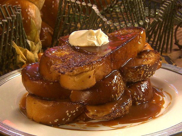 French Toast with Salted Caramel and Creme Fraiche