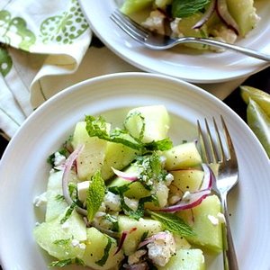 Melon with Lime, Feta and Mint
