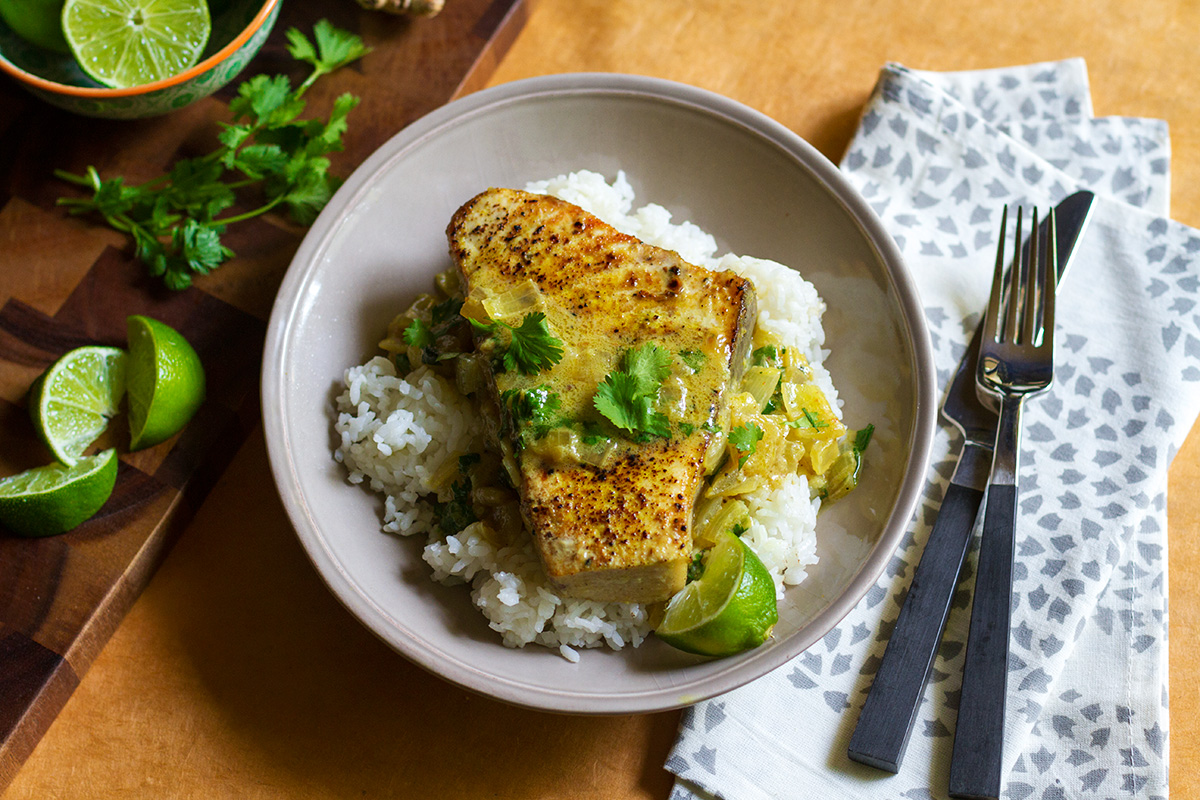 Seared Coconut-Vindaloo Swordfish