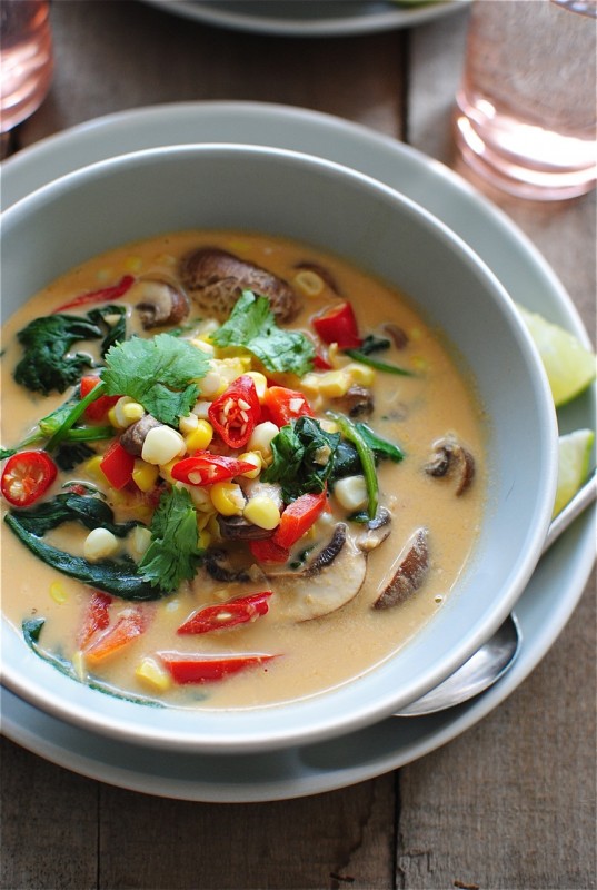 Thai Coconut Corn and Mushroom Soup