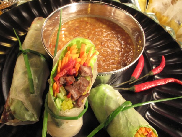 Thai-Italian Spring Rolls w/ Peanut Dipping Sauce