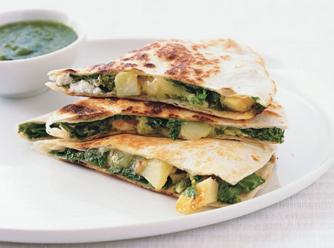 Potato, Greens, and Goat Cheese Quesadillas