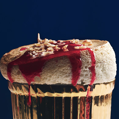 Toasted-Coconut Souffles with Ruby-Red Cranberry Sauce