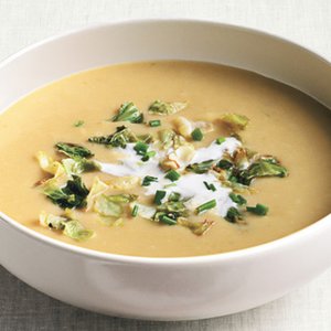 Potato, Green Cabbage and Leek Soup with Lemon Crème Fraiche