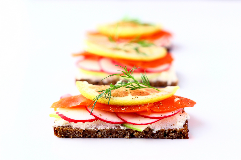 Salmon, Radish and Apple Open-Faced Sandwich
