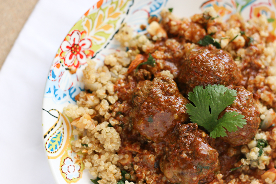 Cilantro-Pesto Meatballs in Enchilada Sauce