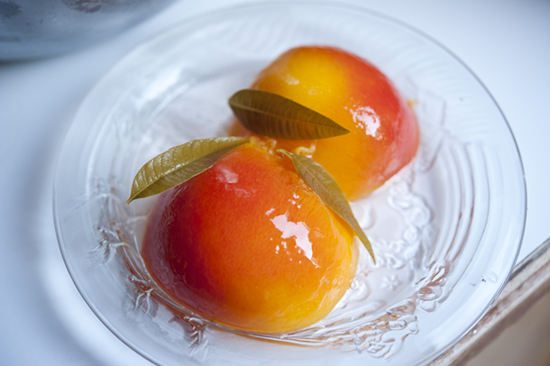 Lemon Verbena Poached Peaches