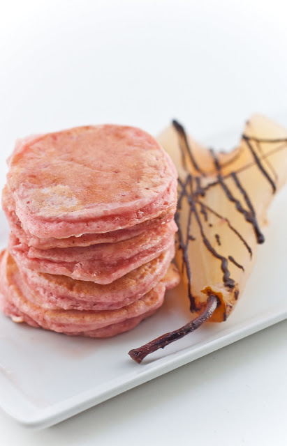 Ginger-Champagne Pancakes with Champagne-Poached Pears