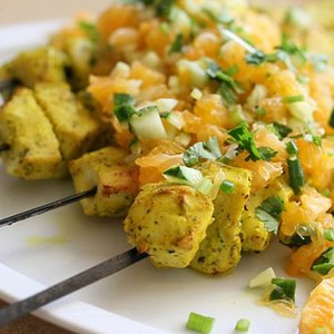 Marinated Chicken Skewers with Clementine Salsa