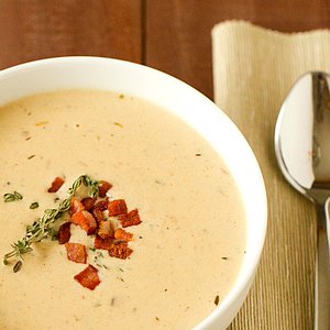 Cheddar and Ale Soup with Potato and Bacon