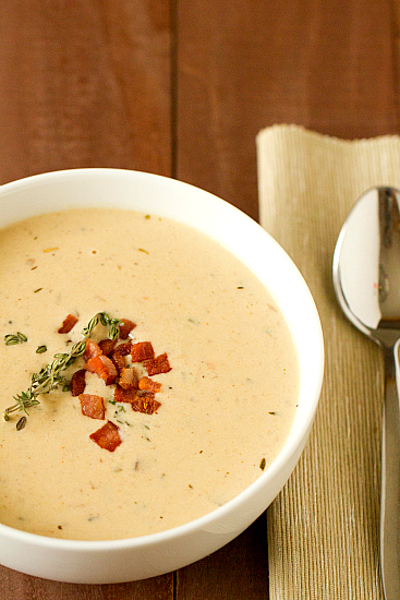Cheddar and Ale Soup with Potato and Bacon