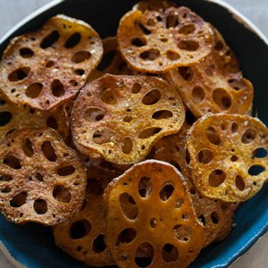 Cumin Spiced, Baked Lotus Chips