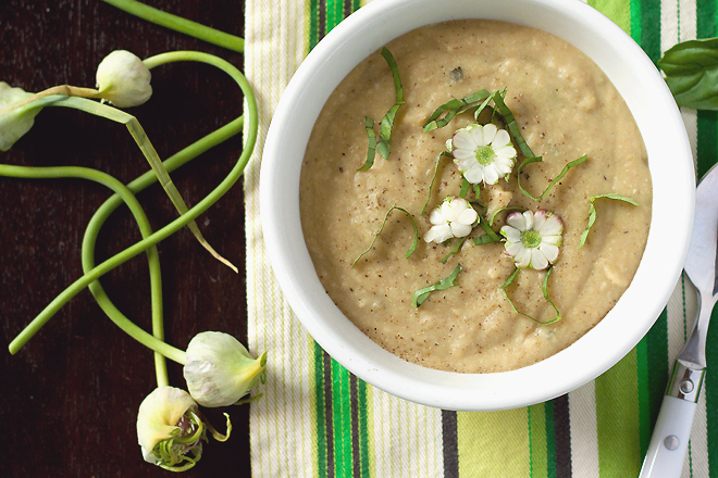 Garlic Scape and White Bean Soup