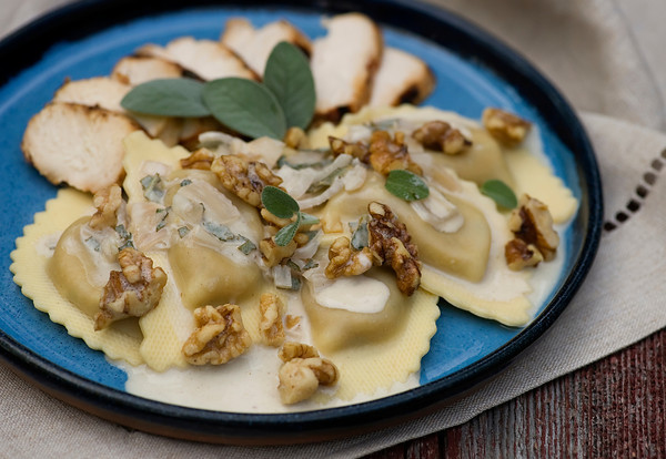 Agnolotti with Sage Walnut Cream Sauce