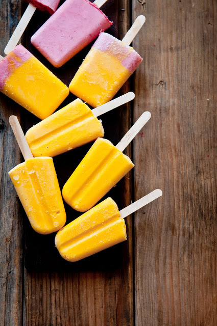 Mango Lassi and Strawberry-Honey Yogurt Popsicles