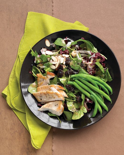 Seared Chicken Salad with Green Beans, Almonds and Dried Cherries
