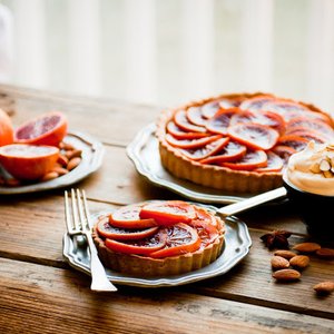 Blood Orange Honey-Glazed Five Spice Tart with Almond Cream