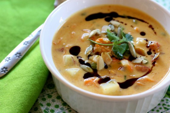 Pumpkin-Coconut Chowder with Shrimp