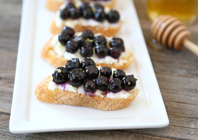 Roasted Blueberry Ricotta Crostini