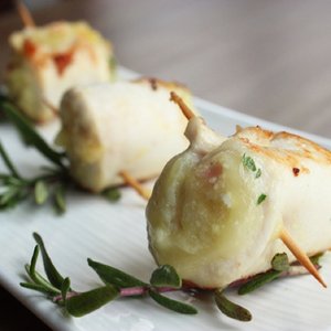 Chicken Rolls with Cheese, Ham and Potatoes