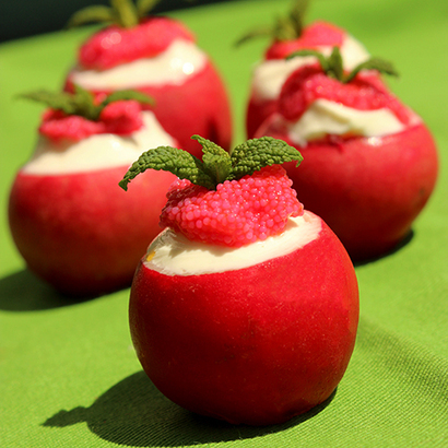 Radishes with Lemon Crème Fraiche and Fish Roe