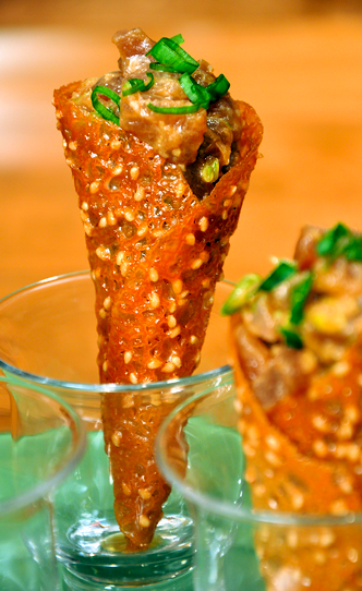 Tuna Tartare in Miso Cones