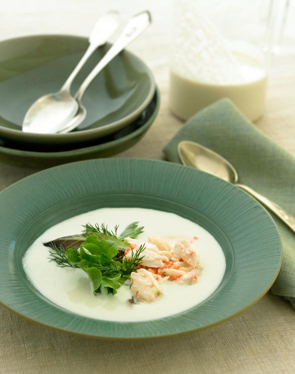 Portuguese White Gazpacho with Crab
