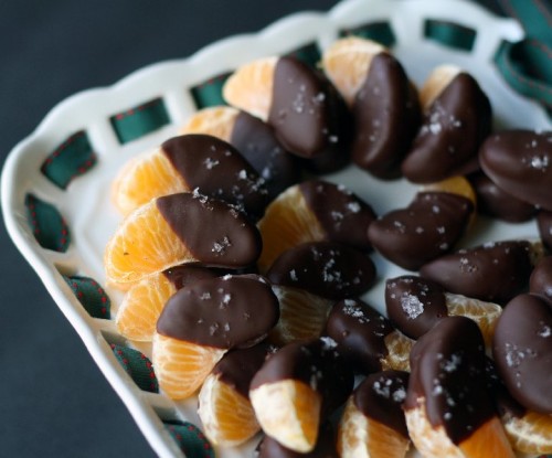 Chocolate Dipped Clementines with Sea Salt
