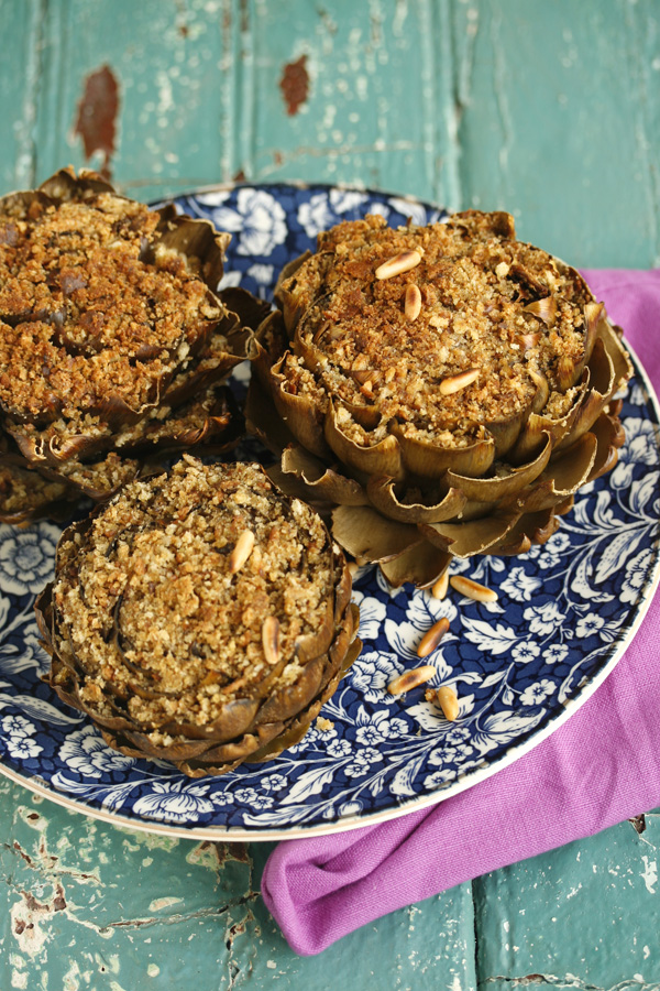 Artichokes Stuffed with a Parsley Pesto Crumb