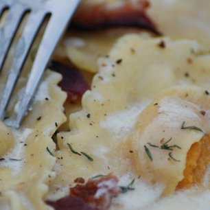 Butternut Squash Ravioli in a Maple-Cream Sauce