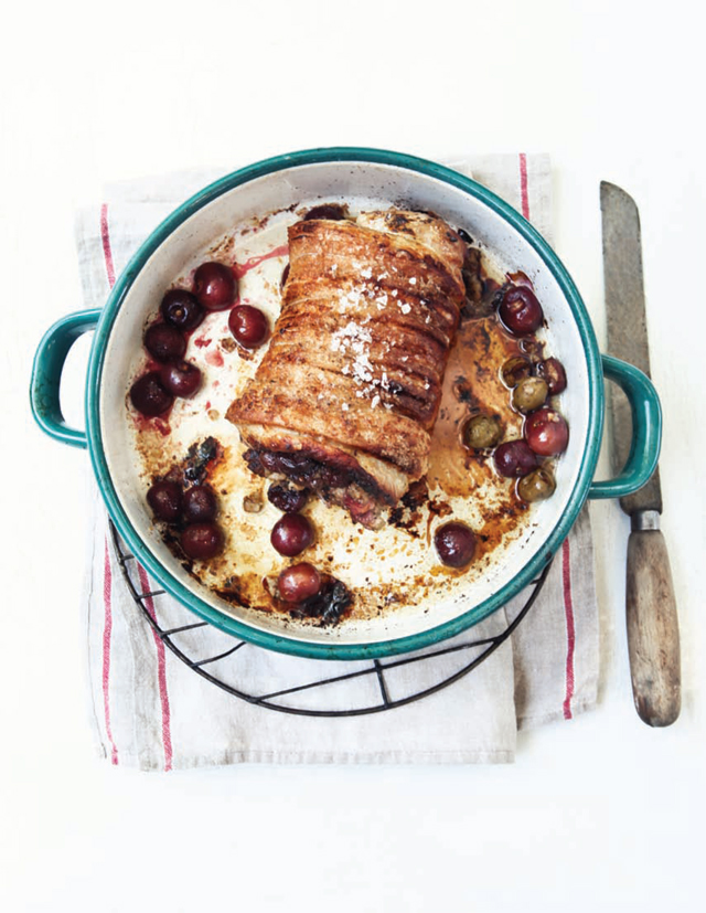 Roast Loin of Pork with Cherry and Green Olive Stuffing
