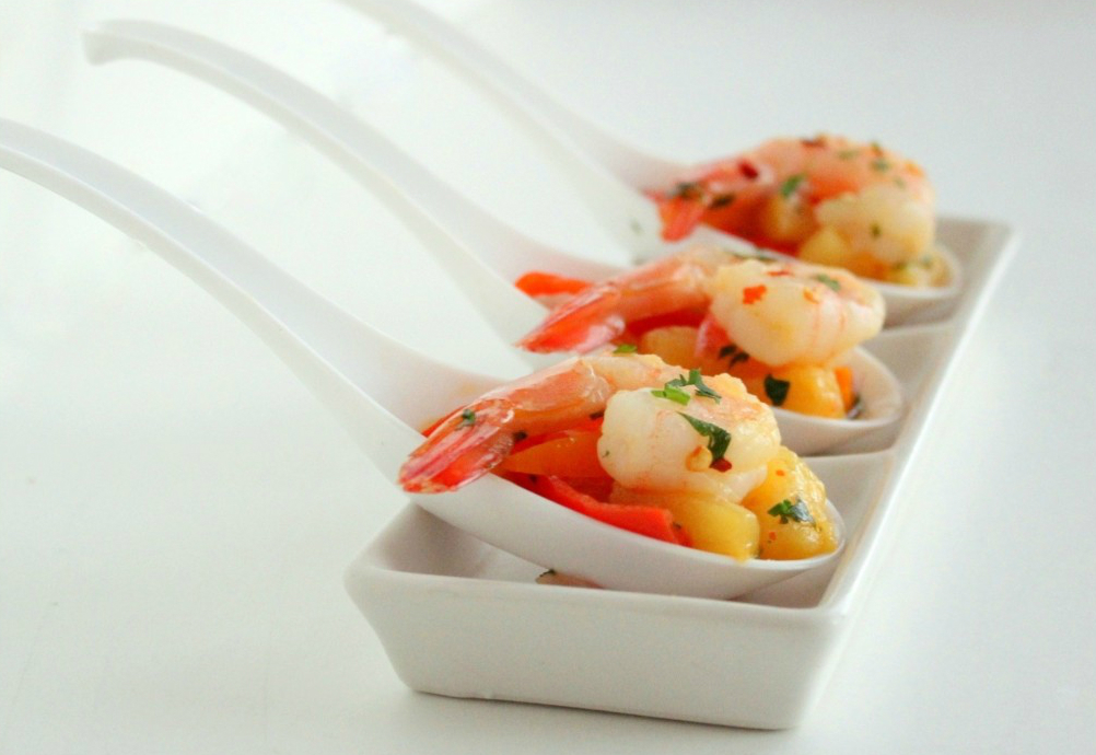 Shrimp with Warm Pineapple-Pepper Relish