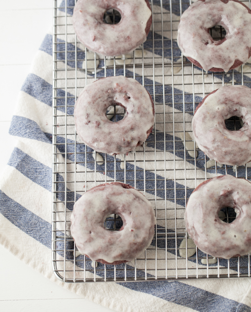 Blackberry Doughnuts with Vanilla Bean Glaze