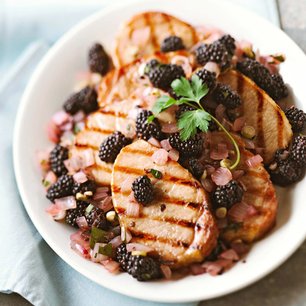Smoked Pork Chops with Onion-Blackberry Relish