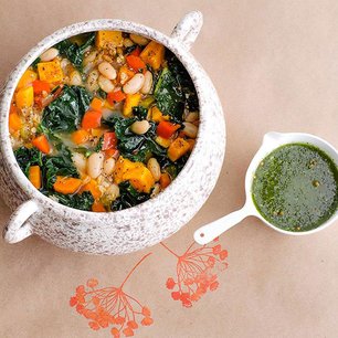White Bean Vegetable and Farro Soup