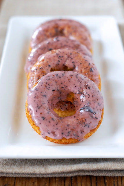 Earl Grey Donuts with Blueberry Glaze