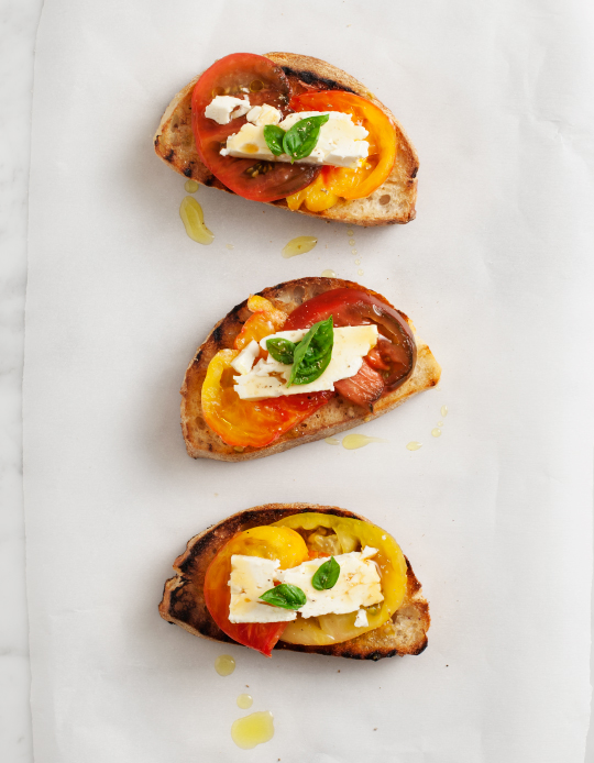 Tomato Toasts with Feta and Honey