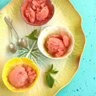 Watermelon Sorbet with Mint and Vodka