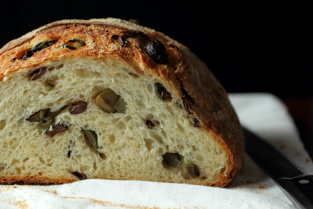 Crusty Homemade Mediterranean Olive Bread